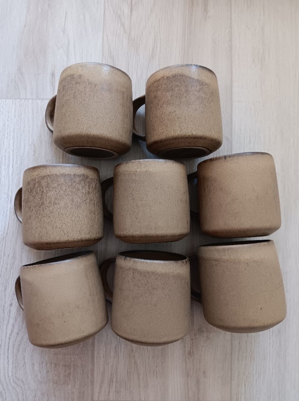 West Elm Kanto Stoneware Handled Coffee Tea Mugs Set of 8 Brown Grey Cardamom - Picture 5 of 13